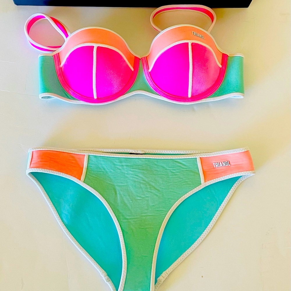 Triangl velvet color block neoprene bikinis